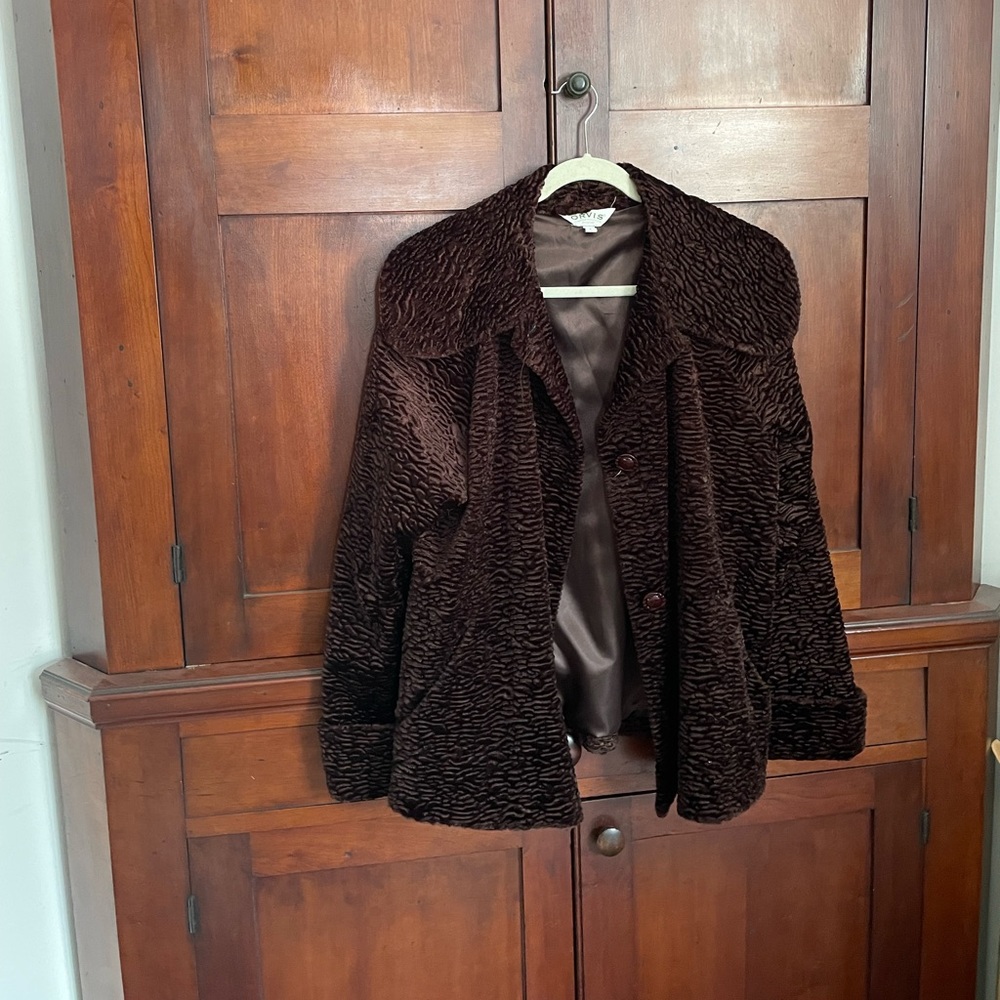 Orvis Brown Faux Persian Lamb Jacket